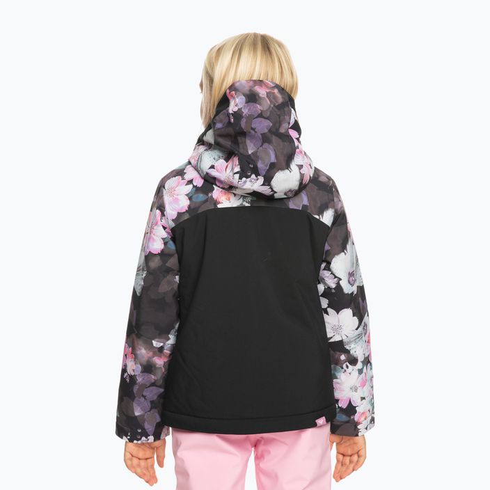 Children's snowboard jacket ROXY Greywood Girl true black blurry flower 3