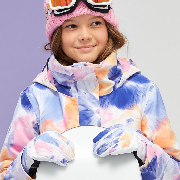 Children's snowboard gloves ROXY Jetty Girl bright white pansy rg 4