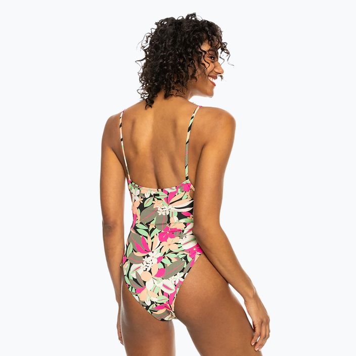 Women's one-piece swimsuit ROXY Printed Beach Classics Lace UP anthracite palm song s 4