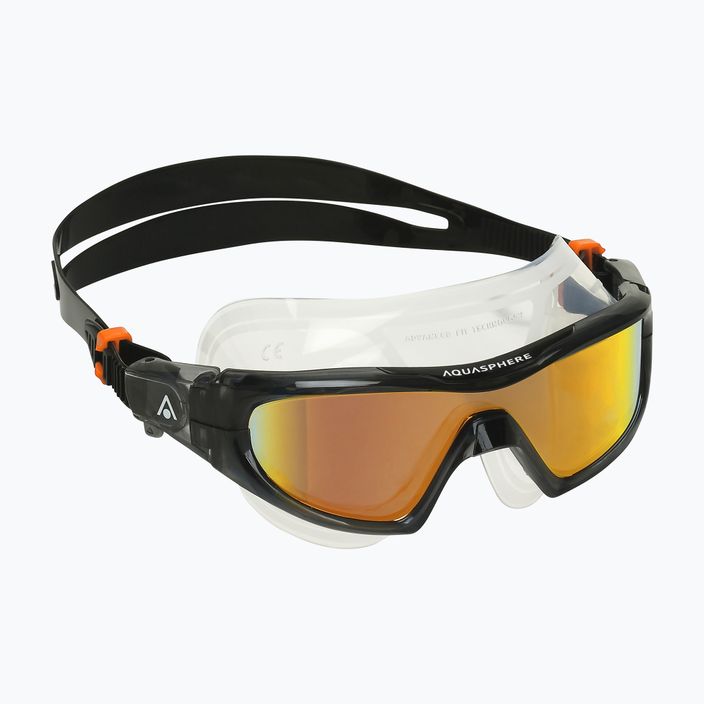 Aquasphere Vista Pro dark gray/black/mirror orange titanium swim mask MS5041201LMO 8