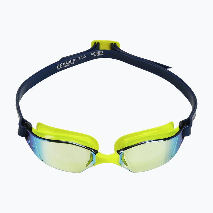 Aquasphere Xceed bright yellow/navy blue/mirror yellow titanium swim goggles EP3037104LMY 7