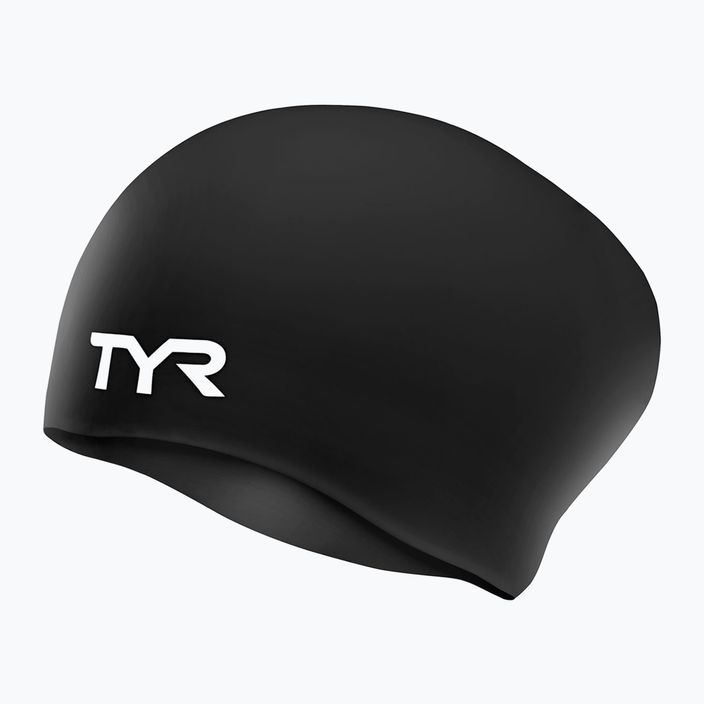 TYR Children's swimming cap Long Hair Wrinkle Free Silicone black