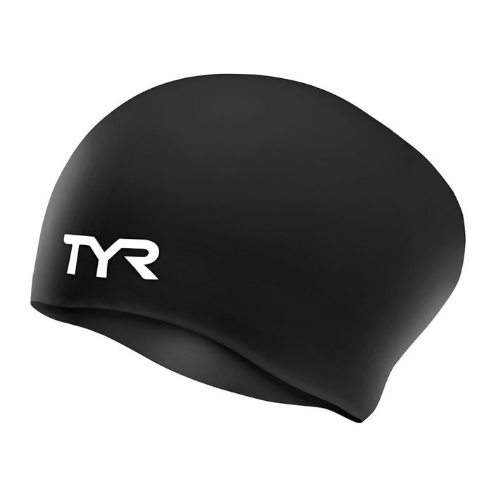 TYR Children's swimming cap Long Hair Wrinkle Free Silicone black 2