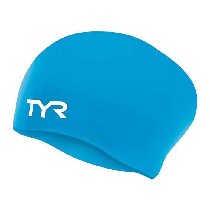 TYR Children's swimming cap Long Hair Wrinkle Free Silicone blue 2