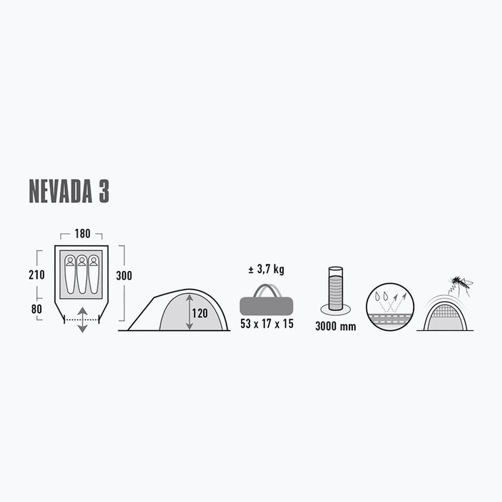 High Peak Nevada grey 10203 3-person camping tent 10