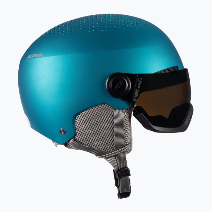 Children's ski helmets Alpina Zupo Visor Q-Lite turquoise matt 4