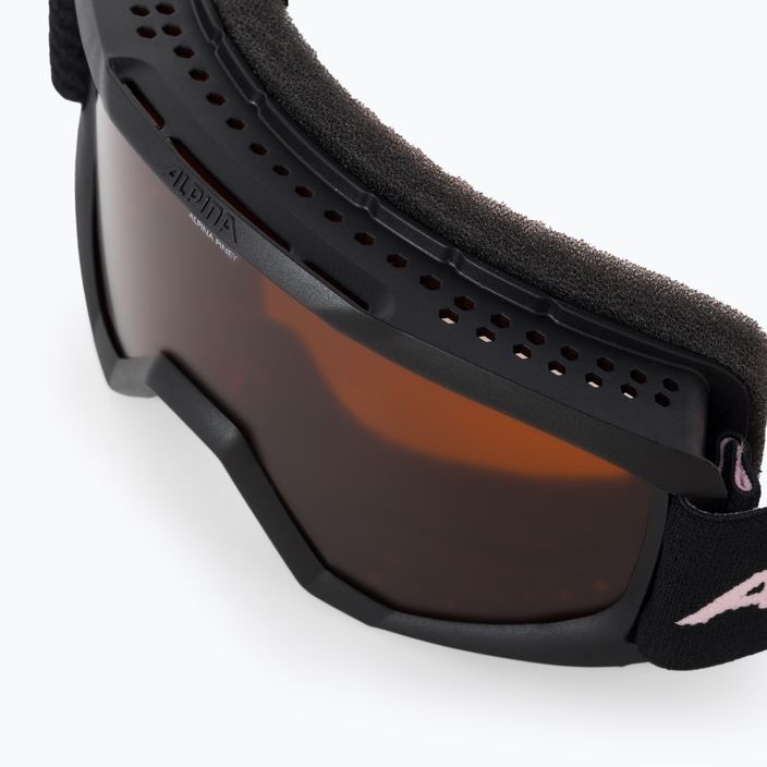 Children's ski goggles Alpina Piney black/rose matt/orange 5