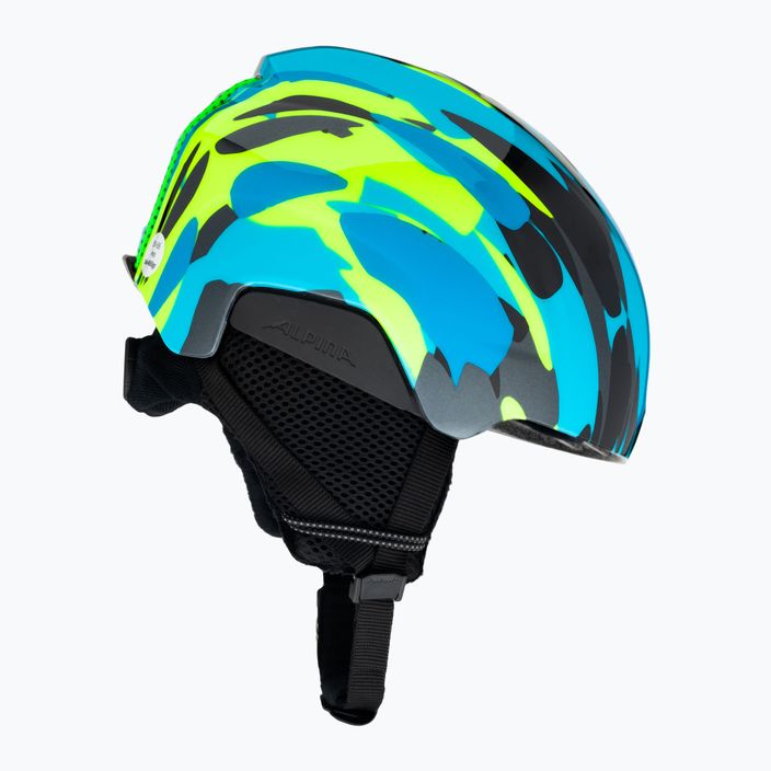 Alpina Pizi children's ski helmet neon blue/green gloss 4