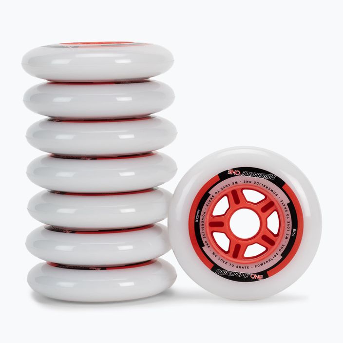 Powerslide PS One Spacer/Bearings rollerblade wheels 100mm/82A 8 pcs white 905302 2