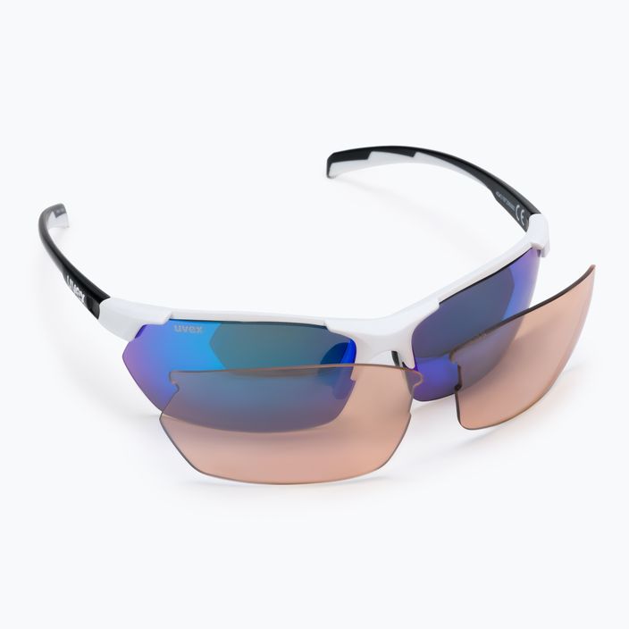 UVEX Sportstyle 114 sunglasses white black mat/mirror blue/litemirror orange/clear S5309398216 6