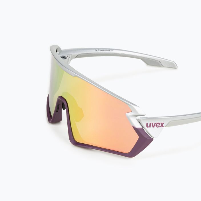 UVEX Sportstyle 231 silver plum mat/mirror red cycling glasses S5320655316 5
