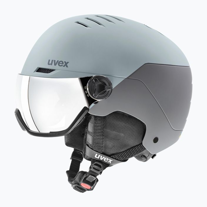 Ski helmet UVEX Wanted Visor glacier/rhino matt/mirror silver smoke 6