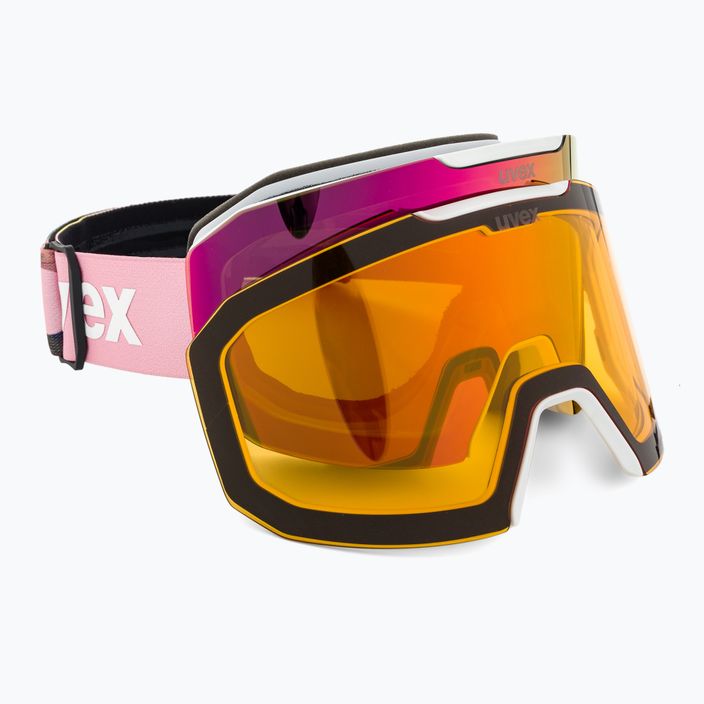 UVEX Evidnt Attract We CV S2 ski goggles white matt/mirror rose/contr green/clear