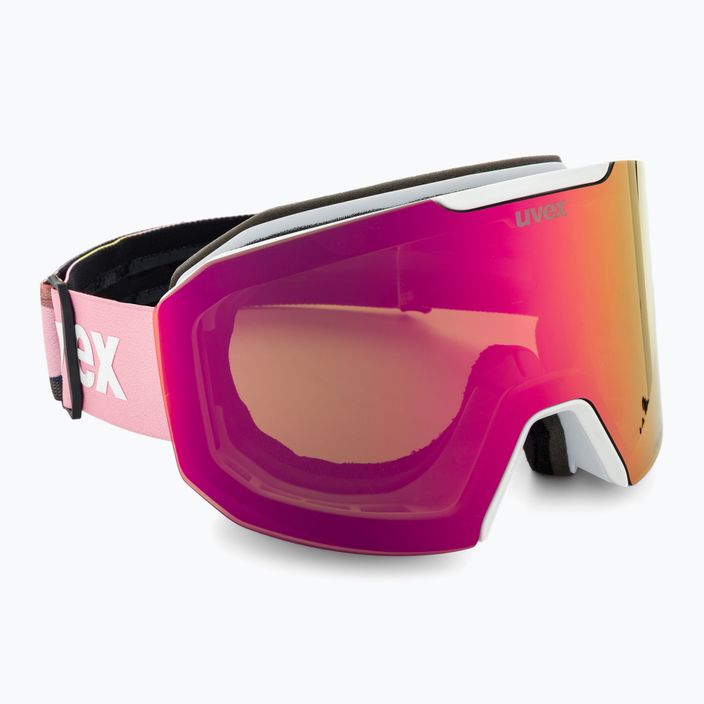 UVEX Evidnt Attract We CV S2 ski goggles white matt/mirror rose/contr green/clear 2