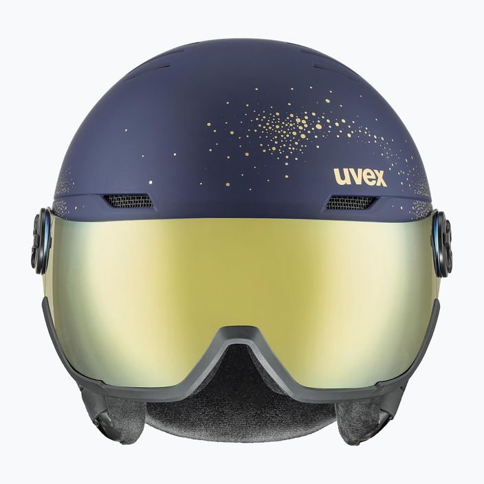 Women's ski helmet UVEX Wanted Visor WE fleece sparkles/gold matt/mirror gold smoke 7