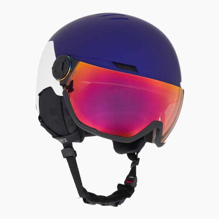 Ski helmet UVEX Wanted Visor purple bash/mirror red smoke