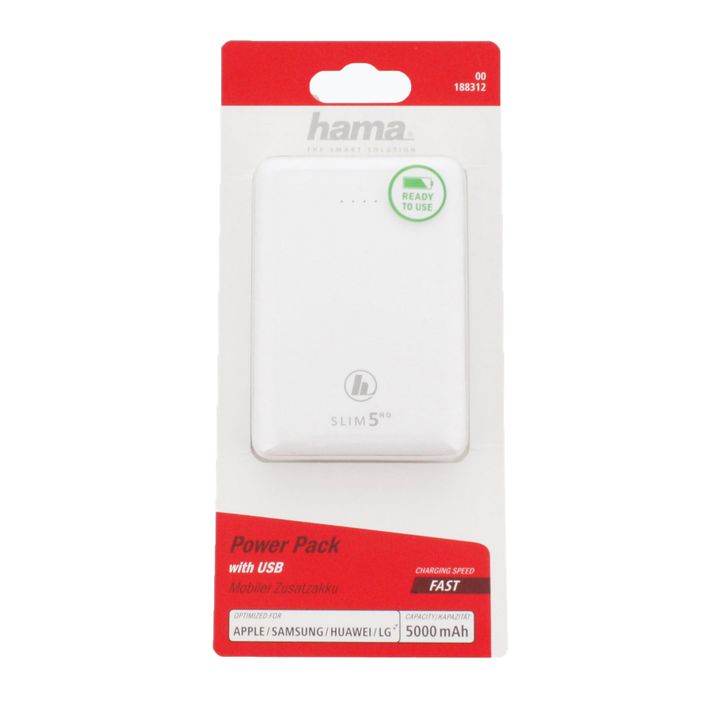 Powerbank Hama Slim 5HD Power Pack 5000 mAh white 1883120000 2