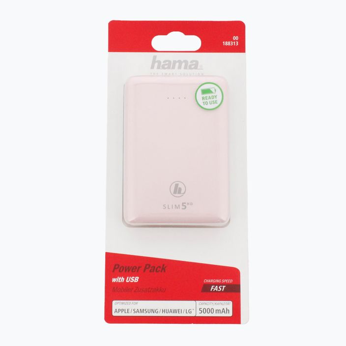 Powerbank Hama Slim 5HD Power Pack 5000 mAh pink 1883130000