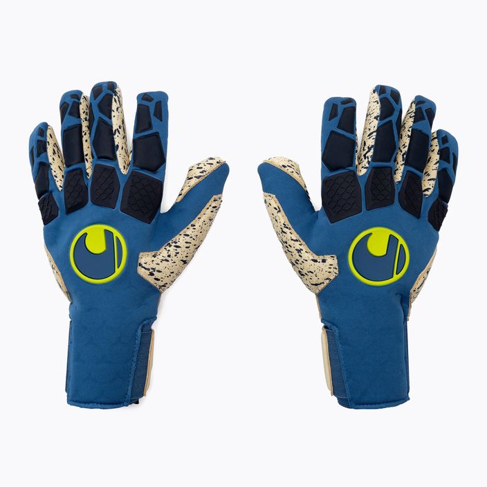 Uhlsport Hyperact Supergrip+ Finger Surround goalkeeper glove blue and white 101123101