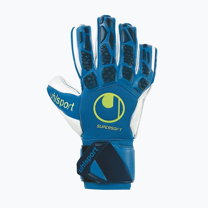 Uhlsport Hyperact Supersoft blue and white goalkeeper gloves 101123701 4