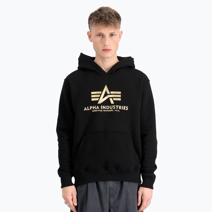 Men's Alpha Industries Basic Carbon Hoody black/gold sweatshirt