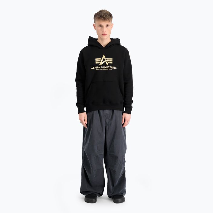 Men's Alpha Industries Basic Carbon Hoody black/gold sweatshirt 2