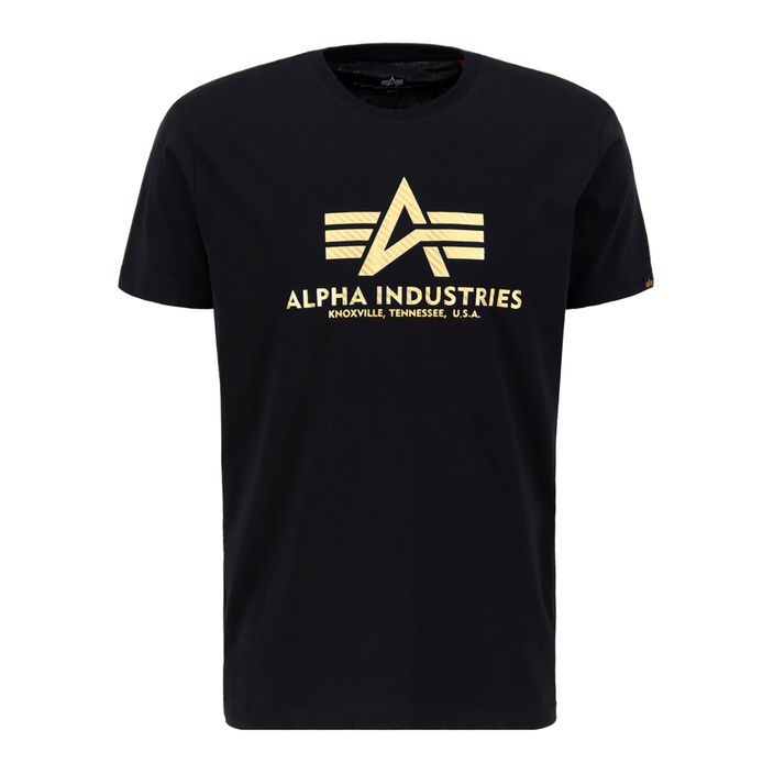 Alpha Industries men's Basic T Carbon black/gold t-shirt 2