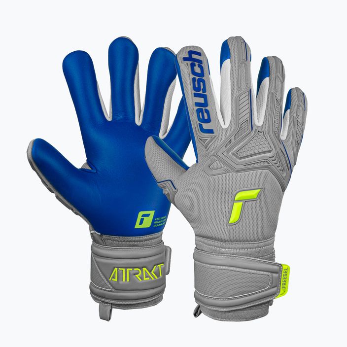 Reusch Attrakt Freegel Silver Finger Support Goalkeeper Gloves Grey 5270230-6006 5