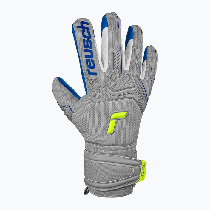 Reusch Attrakt Freegel Silver Finger Support Goalkeeper Gloves Grey 5270230-6006 6