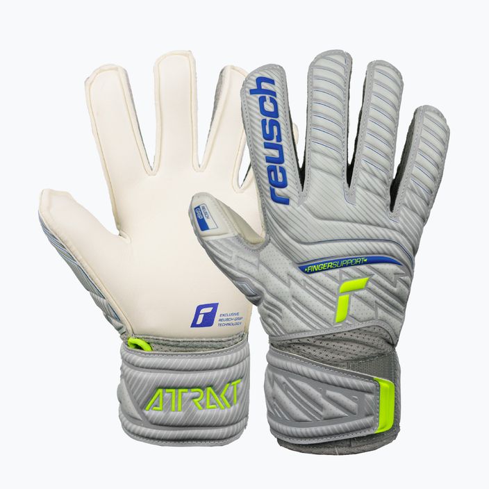 Reusch Attrakt Grip Finger Support Junior children's goalkeeping gloves grey 5272810 5