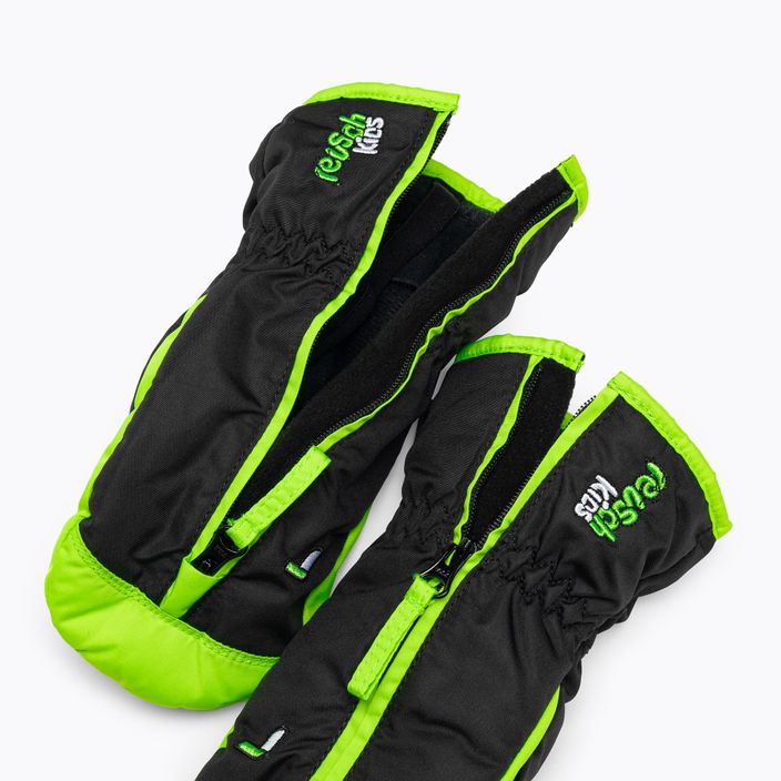 Children's ski glove Reusch Ben Mitten black/neon green 4