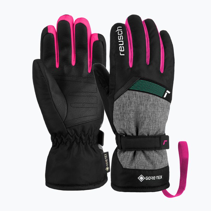 Reusch Flash Gore-Tex children's ski gloves black/black melange/pink glo 6