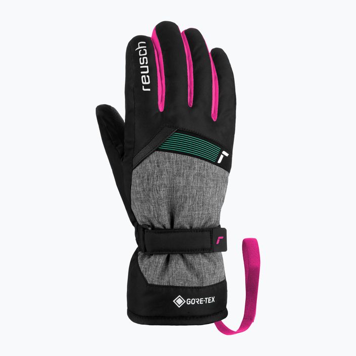Reusch Flash Gore-Tex children's ski gloves black/black melange/pink glo 7