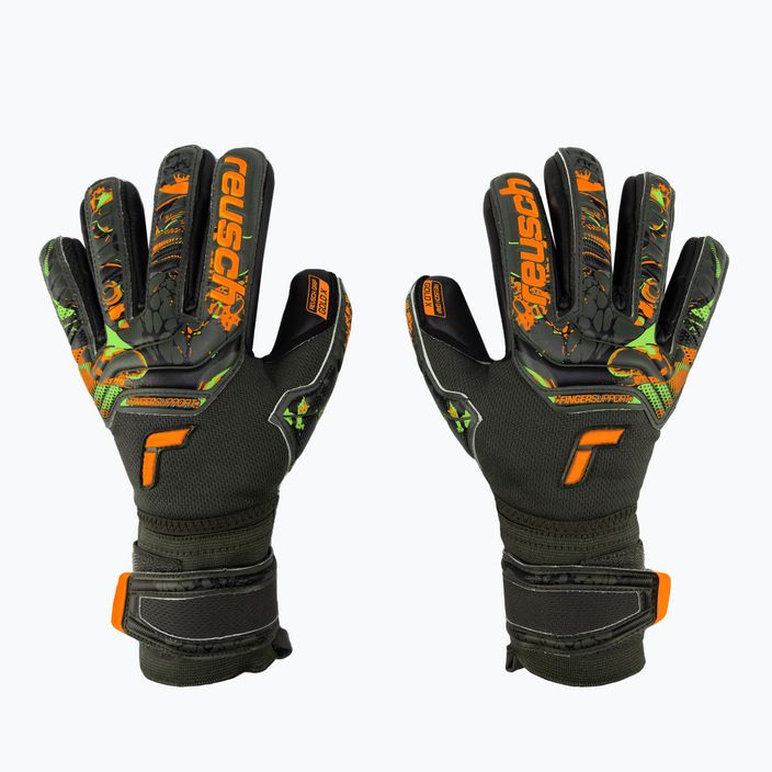Reusch Attrakt Gold X Finger Support Junior goalkeeper gloves green-black 5372050-5555