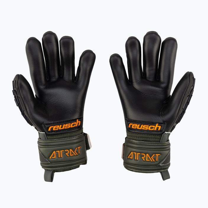 Reusch Attrakt Freegel Silver Finger Support Junior goalkeeper gloves black-green 5372030-5555 2