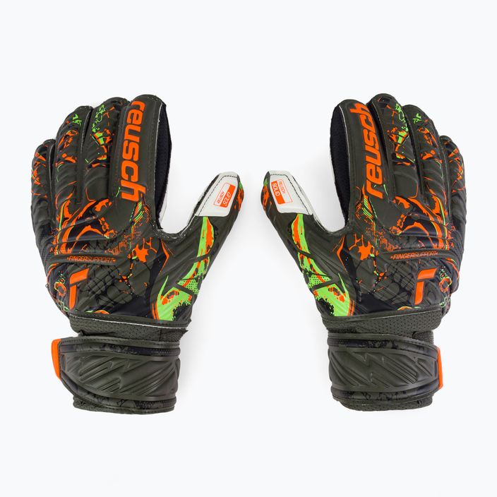 Reusch Attrakt Solid Finger Support Junior children's goalkeeping gloves green 5372010-5556