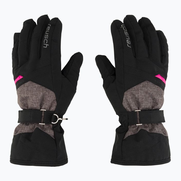 Women's ski glove Reusch Helena R-Tex Xt black/black melange/pink glo 3