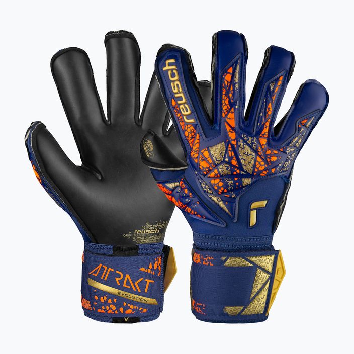 Reusch Attrakt Gold X Evolution premium blue/gold/black goalkeeper gloves
