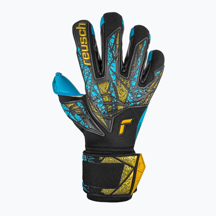 Reusch Attrakt Aqua Finger Support goalkeeper glove black/gold/aqua 2