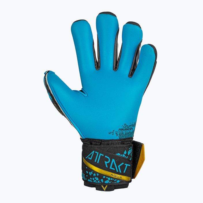 Reusch Attrakt Aqua Finger Support goalkeeper glove black/gold/aqua 3