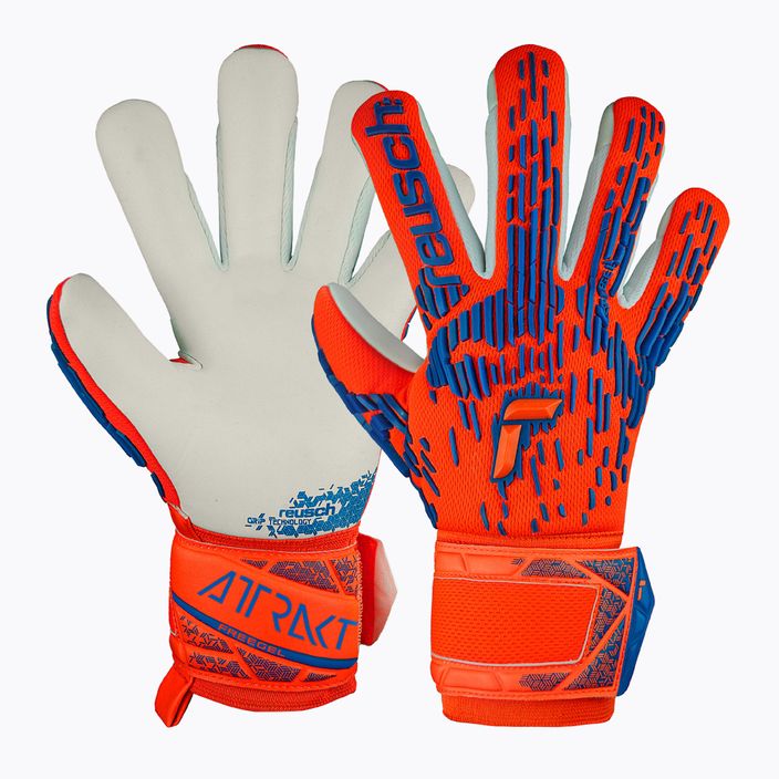 Reusch Attrakt Freegel Silver Junior hyper orng/elec blue children's goalkeeping gloves
