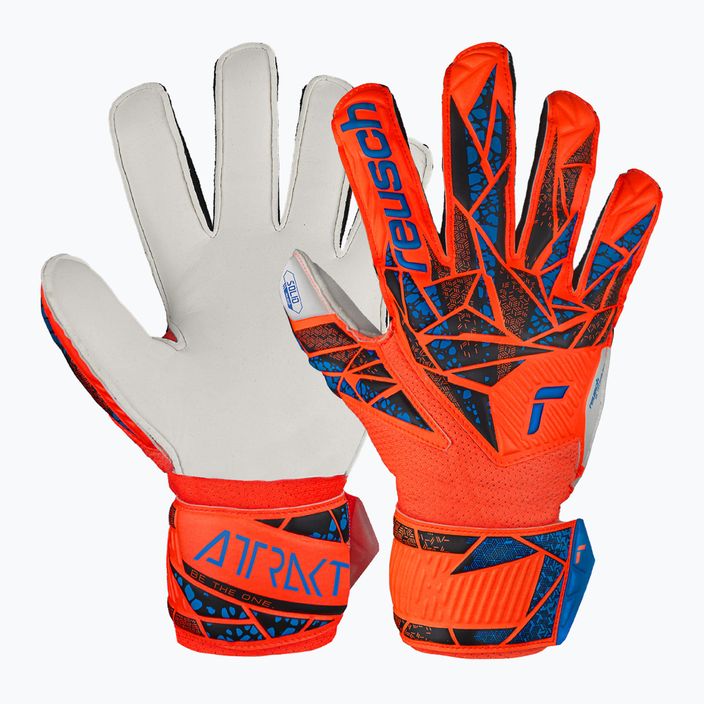 Reusch Attrakt Solid Finger Support Junior hyper orng/elec blue children's goalkeeping gloves