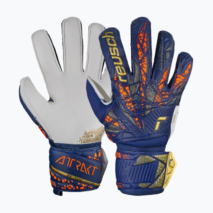 Reusch Attrakt Grip Junior premium blue/gold children's goalkeeping gloves