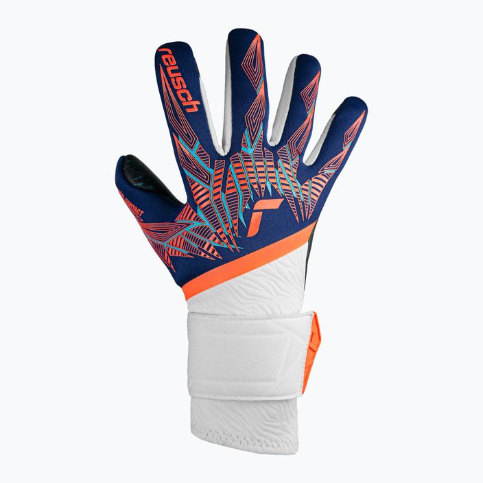Reusch Pure Contact Fusion Junior premium blue/electric orange/black children's goalkeeping gloves 2