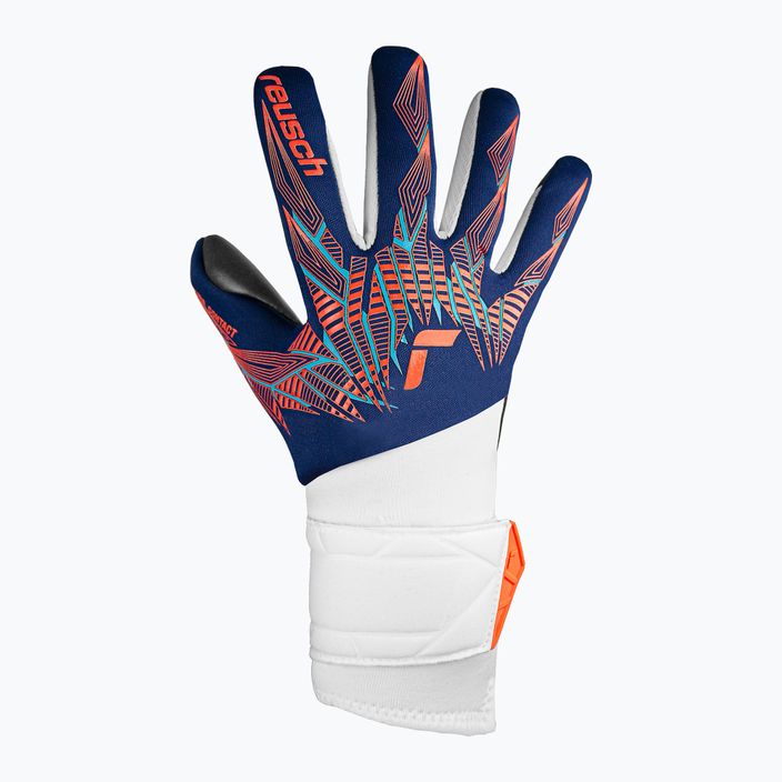 Reusch Pure Contact Silver Junior premium blue/electric orange/black children's goalkeeper gloves 2