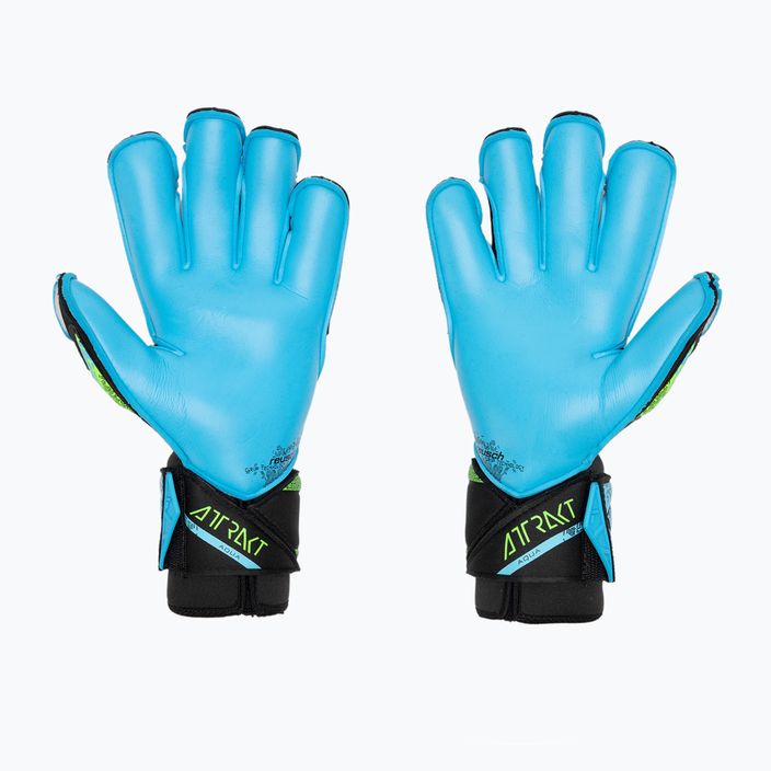Reusch Attrakt Aqua Evolution goalkeeper gloves black/fluo lime/aqua 2