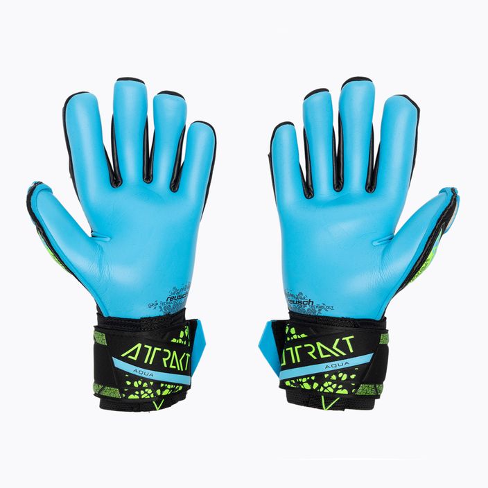 Reusch Attrakt Aqua goalkeeper gloves black/fluo lime/aqua 2