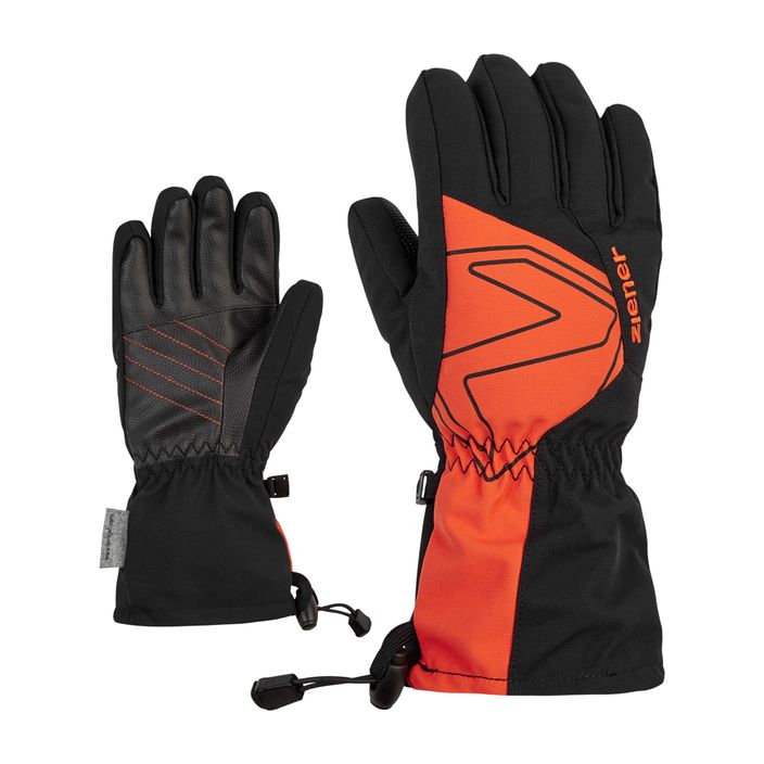 ZIENER Laval AS AW children's ski glove black burnt orange 2