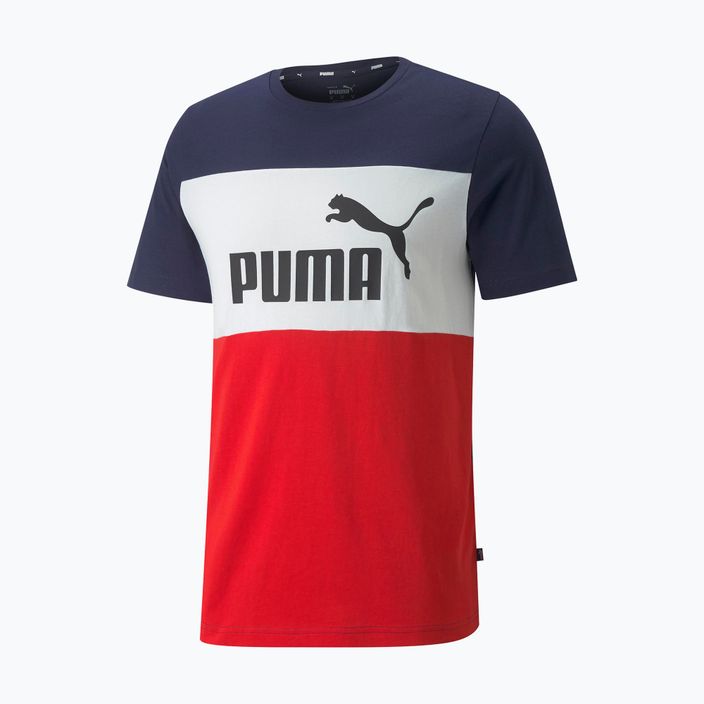 Men's training t-shirt PUMA ESS+ Colorblock Tee navy blue and red 848770 06 6