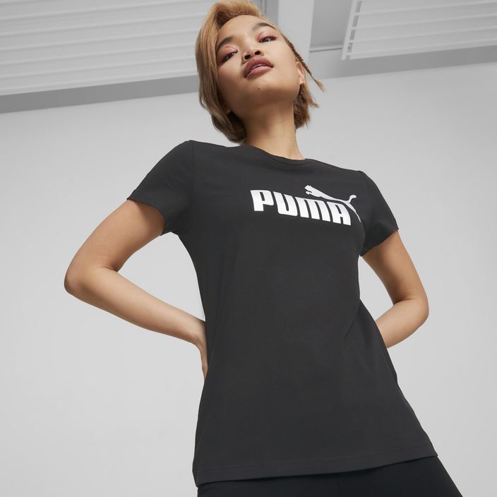 Women's PUMA ESS+ Metallic Logo Tee puma black/silver metallic 3